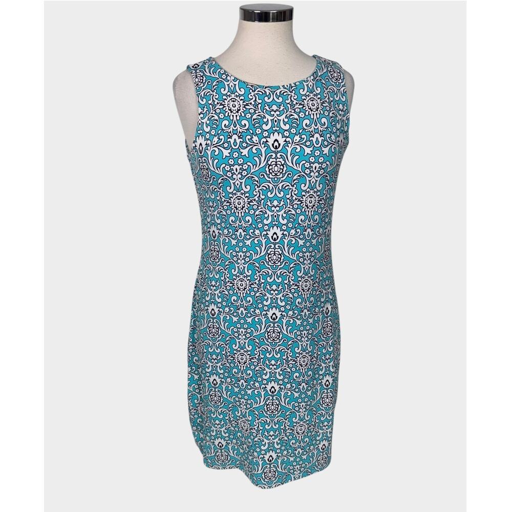 Charter Club Petite Medium MP Sleeveless Dress Real White Damask Paisley Print